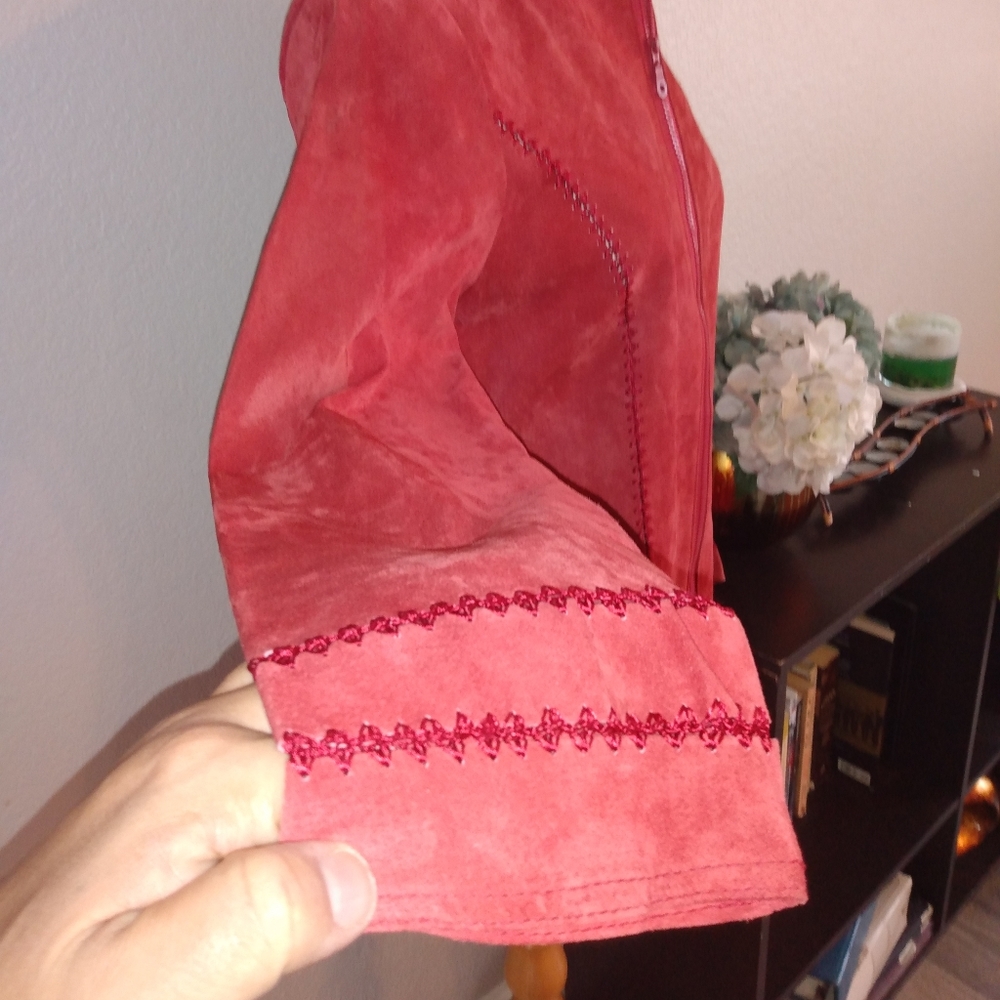 New No Tags Ameri Mode Red Leather Jacket Sz S - image 4